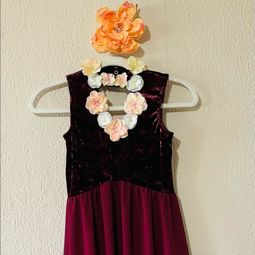 Adult Small Burgundy Lyrical Dance Costume